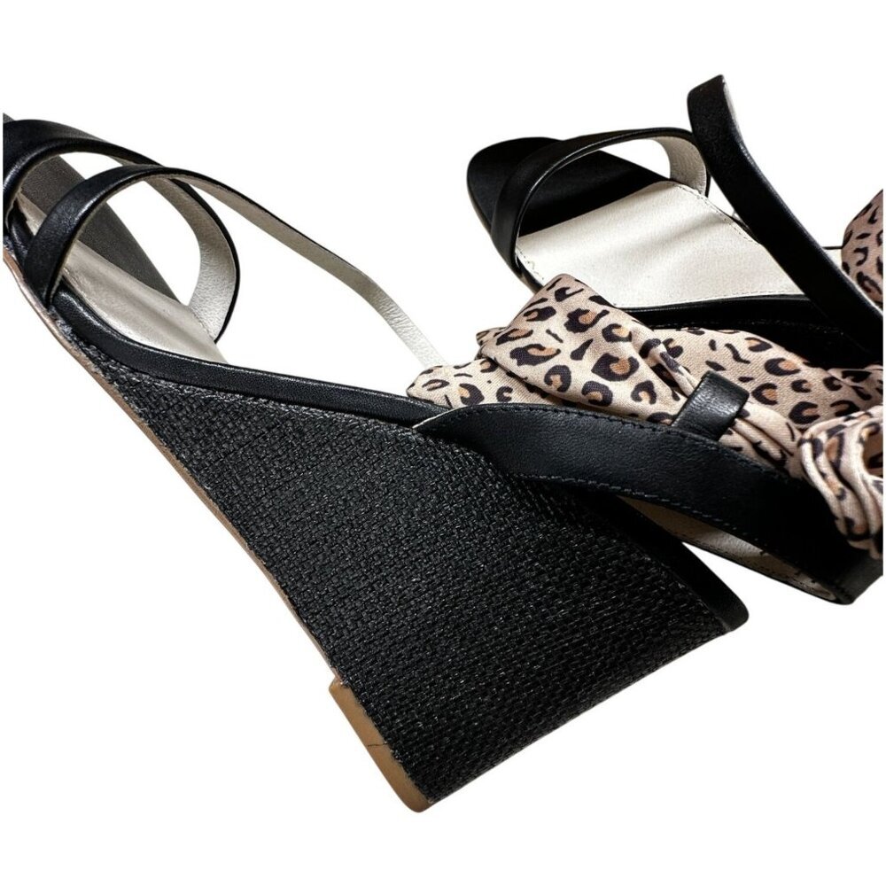 Sanctuary Sandals Whimsy Wedge Womens Size 11 Leopard Print Black Tie Strap - Picture 5 of 11